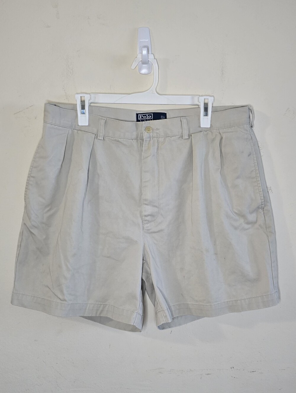 Polo Ralph Lauren Andrew Shorts Men's Size 36 Tan Pleated Chino Preppy Classic
